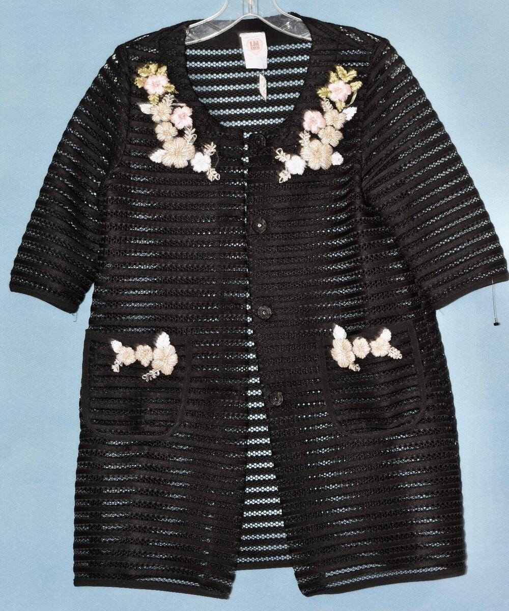 Patricia Forgeal LM LUL Haute Couture Designer Black Topper Blouse Size L NEW!!